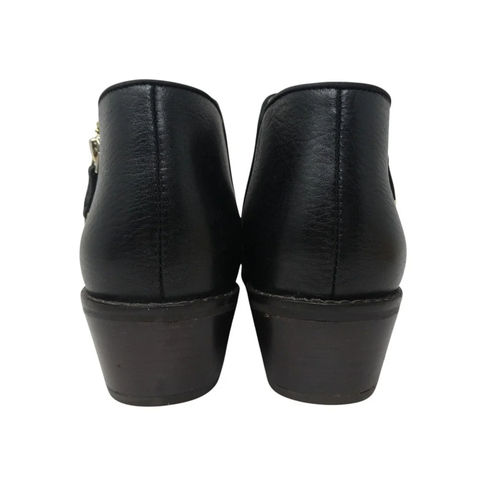 Vionic Jolene Ankle Boots Women 7.5 Black Leather Low Heel Side Zip